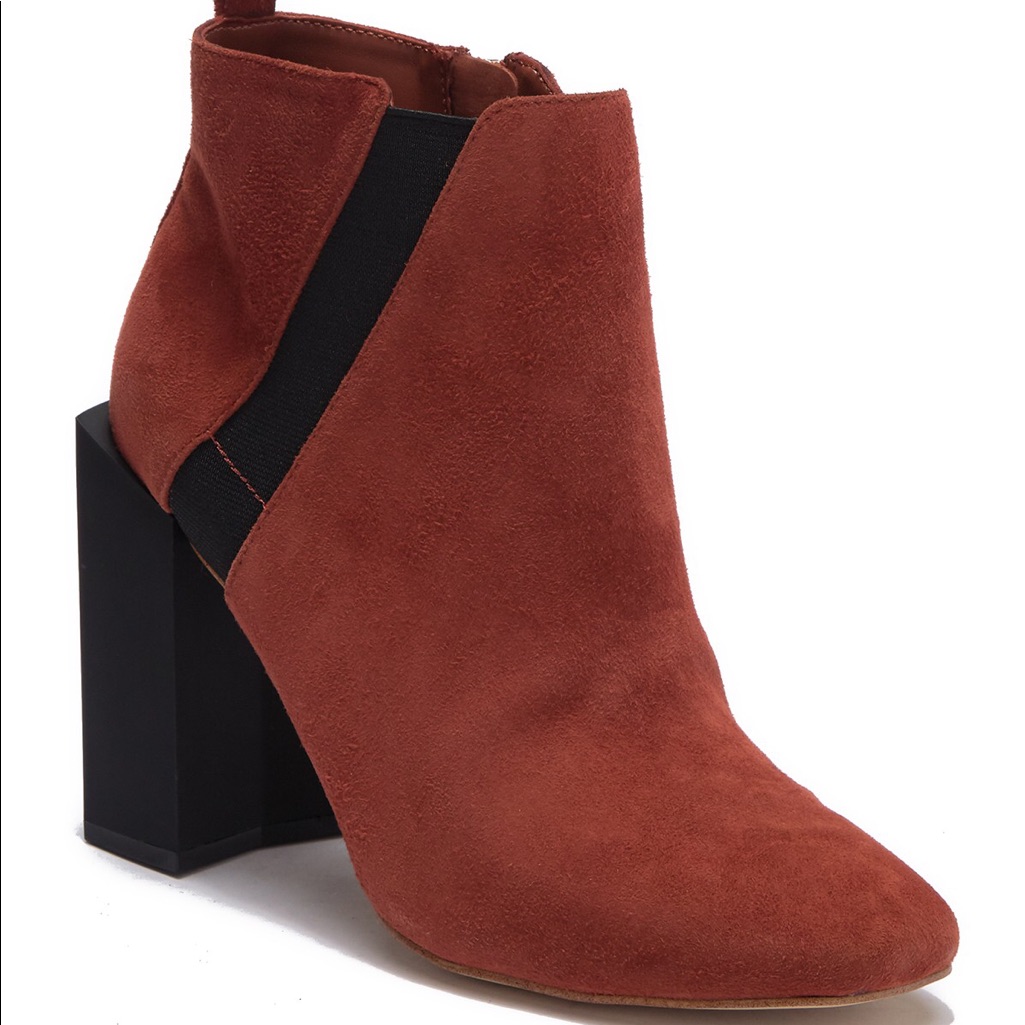 Halston Heritage Peregrun Suede Bootie Block Heel